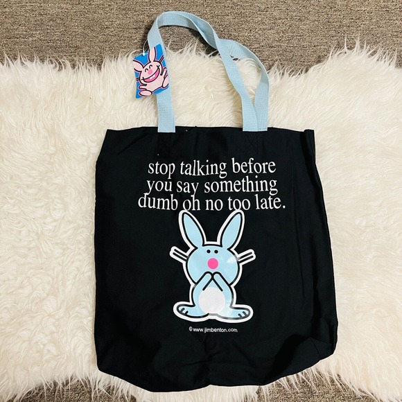 JIM BENTON IT'S HAPPY BUNNY TOTE BAG IHB TOTE BAG SET - Picture 5 of 6